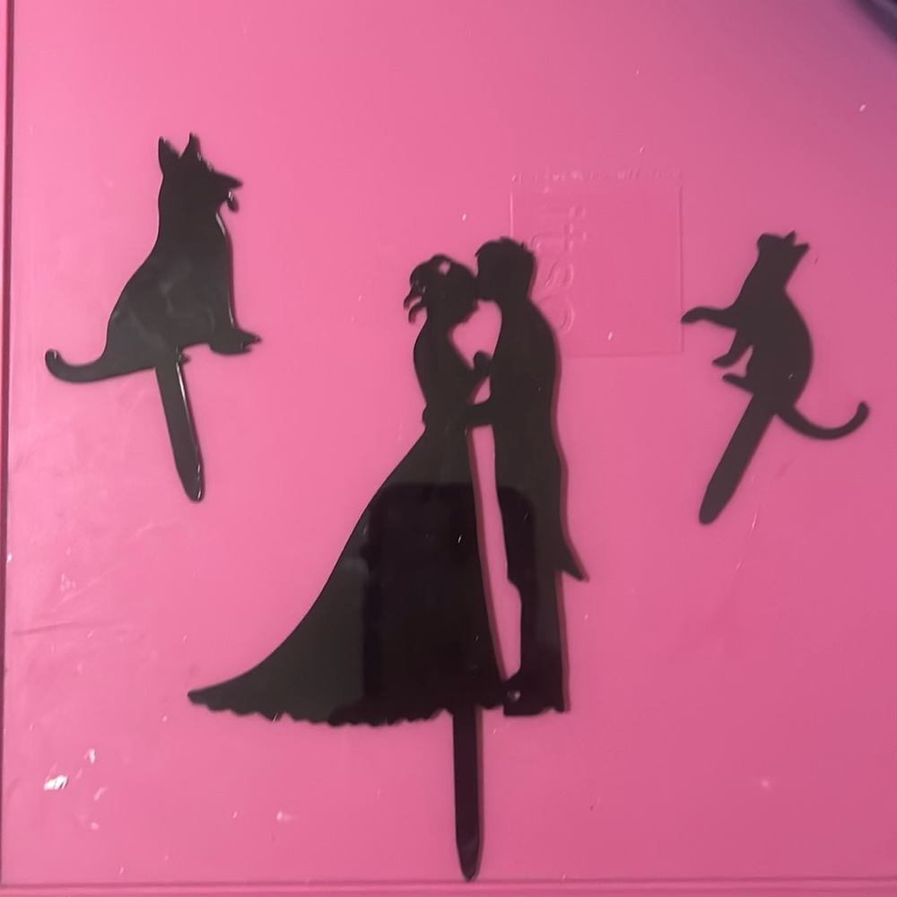 Wedding Cake Toppers - Couple, Dog, Cat
